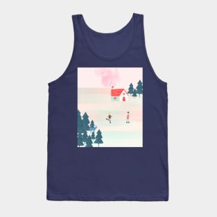 Winter house and deer Tank Top